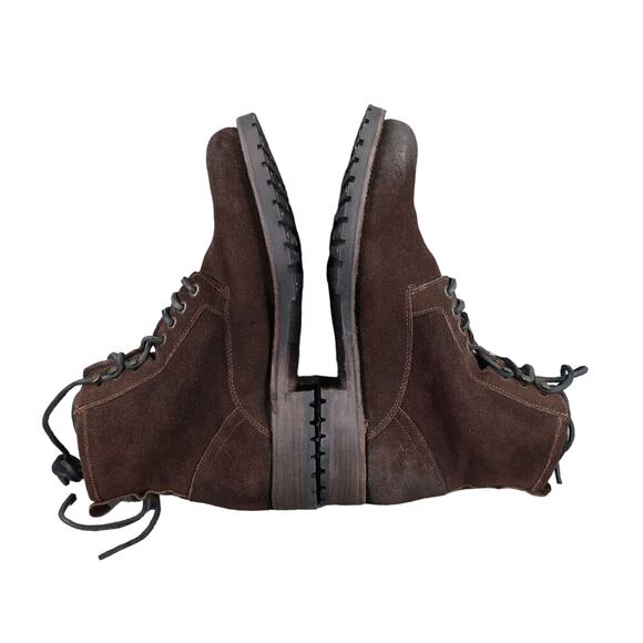 Leather Boots Mens 8 ZZYXX Shoes Biker Hand Crafted Brown Zip Combat Lug Sole main image 12